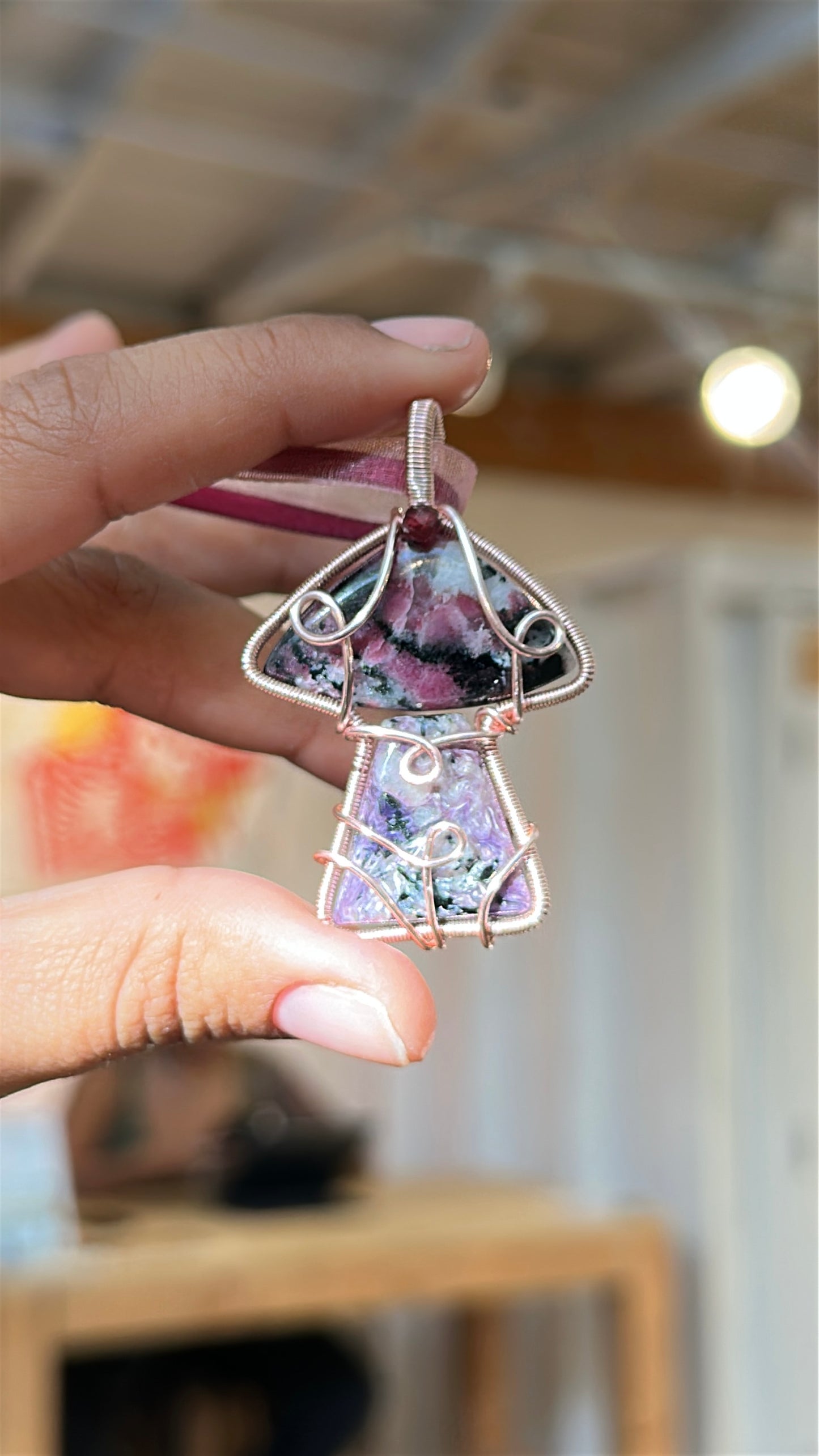 Eudialyte x Charoite x Garnet Mushroom